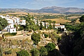 Spain, Andalusia, Malaga Province, Ronda, white villages road (Ruta de los Pueblos Blancos), perched village on a rocky spur