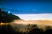 Frankreich, Rhone-Alpen, Isere, Stadt Grenoble, Bastille, Chartreuse und Belledonne im Hintergrund