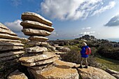 Spain, Andalusia, Costa del Sol, Malaga Province, Antequera, El Torcal natural reserve, rock formation listed as World Heritage by UNESCO, El tornillo del Torcal (the corkscrew El Torcal)