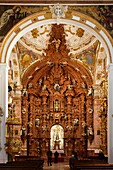 Spanien, Andalusien, Costa del Sol, Provinz Malaga, Antequera, weißes Dorf, Iglesia del Carmen, Altaraufsatz (Altar Mayor), das Werk eines örtlichen Handwerkers, gilt als der schönste barocke Altaraufsatz in ganz Andalusien