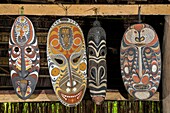 Papua New Guinea, East Sepik Province, Sepik River Region, Kanganamun Village, Spirit House (Haustambaran), carvings