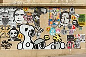 France, Paris, street art on a facade in Butte aux Cailles district