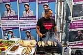 Turkey, Istanbul, Karakoy area, selling grilled fish