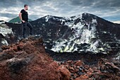 Papua New Guinea, Gazelle peninsula, New Britain island, East New Britain province, Rabaul, Kokopo, Tavurvur volcano climbing with german journalist and traveller Jenke von Wilmsdorff