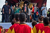 Papua New Guinea, National Capitale district, Port Moresby, Waigani District, Independence Hill, Independence Day celebration held each year on September 16, Prime Minister James Marape and Governor Powes Parkop during school march