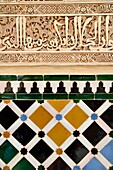 Spain, Andalusia, Granada, the Alhambra Palace, listed as World Heritage by UNESCO, built between 13th and 14th century by the Nasrides dynasty, islamic architecture, Nasrid dynasty's palace, Patio de los Arrayanes