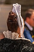 France, Finistère (29), Cornwall, Locronan, The Great Procession of Locronan is one of the greatest pardons of Brittany which takes place only every 6 years, the route is lined with huts housing the Saints, the procession is done in traditional costumes