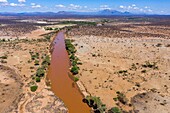 Kenia,Samburu Wildreservat,Landschaft (Luftaufnahme) Maschine und der Ewaso Ngiro Fluss