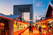 France, Hauts de Seine, La Defense, business district, Christmas market