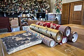 France, Indre et Loire, Loire valley listed as World Heritage by UNESCO, Tours, Offard's workshop, L'Atelier d'Offard perpetuates the know-how of planked wallpaper from the great factories of the 18th and 19th centuries