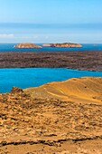 Ecuador, Galapagos archipelago, listed as World Heritage by UNESCO, Bartolomé Island, view of Santiago and its volcanic islands in the south