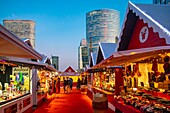 France, Hauts de Seine, La Defense, business district, Christmas market