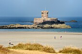 United Kingdom, Channel Islands, Jersey, Saint Brelade, St Ouen's Bay, the late 18th century La Rocco Tower