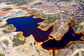 Spain, Andalucia, province of Huelva, embalse de Gossán from a drone machine, Rio Tinto