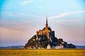 France, Manche, The Mont Saint Michel at sunset