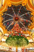 Frankreich,Paris,das Kaufhaus Galeries Lafayette zu Weihnachten,der Weihnachtsbaum unter der Kuppel