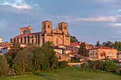 France, Haute Loire, La Chaise Dieu, Saint Robert abbey at sunset, Parc naturel régional Livradois-Forez, Livradois Forez Regional Natural Park