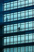 France, Paris, glass window passage in between two busines buildings in Avenue de France