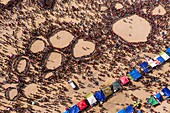 Papua New Guinea, National Capitale district, Port Moresby, Jack Pidik Park, Independence Festival held every year mid-September, cercle dance called Waipa (Aerial view)