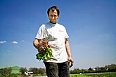 France, Val d'Oise, Mery sur Oise, Cedric Riant, market gardener