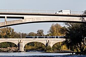 France, Indre et Loire, Loire valley listed as World Heritage by UNESCO, Tours, the Loire in Tours, perspective on the Napoleon and Wilson bridges