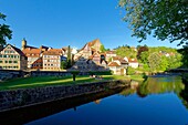 Deutschland,Baden Würtemberg,Schwäbisch Hall,Fachwerkhäuser in der Altstadt,direkt am Fluss Kocher