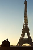 Frankreich,Paris,das Viertel des Eiffelturms,das von der UNESCO zum Weltkulturerbe erklärt wurde,der Eiffelturm vom Trocadero-Platz aus,Platz der Menschenrechte