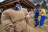 Switzerland, Valais, Evolene valley, Evolene, Carnaval with the Empailles and the Peluches who come from Pagan rites and go around the villages to frighten the bad spirits of winter