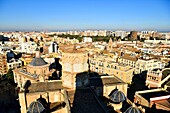 Spain, Valencia, old town, view from terrace of the bell tower of the Saint-Mary of Valencia cathedral