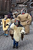 Switzerland, Valais, Evolene valley, Evolene, Carnaval with the Empailles and the Peluches who come from Pagan rites and go around the villages to frighten the bad spirits of winter