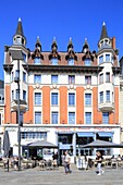 France, Pas de Calais, Bethune, Grand Place, facade of the 1920s of the Hotel Le Vieux Beffroi