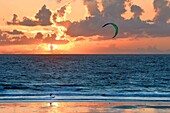 United Kingdom, Channel Islands, Jersey, Saint Brelade, St Ouen's Bay, kite surfer