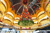 Frankreich,Paris,das Kaufhaus Galeries Lafayette zu Weihnachten,der Weihnachtsbaum unter der Kuppel