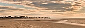 France, Somme, Baie de Somme, Le Crotoy, View of the village from the inside of the Baie de Somme at low tide