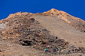 Spanien,Kanarische Inseln,Insel Teneriffa,Parque Nacional del Teide (Teide-Nationalpark),von der UNESCO zum Weltkulturerbe erklärt,der Gipfel des Vulkans Teide