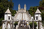 Portugal, Minho Region, Braga, Sanctuary of Bom Jesus do Monte classified UNESCO World Heritage accessible by a master staircase of 600 steps, Via Sacra, consisting of the stairs of the Five Senses and the staircase of the Three Virtues