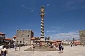 Portugal, North Region, Porto, historical center classified as World Heritage by UNESCO, the pelourinho or pillory in front of the cathedral, column of justice Manueline where one hanged the condemned to death