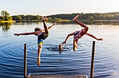 Sweden, County of Vastra Gotaland, Hokerum, Ulricehamn hamlet, Rochat family report, sunday family relaxation in one of the lakes around the house