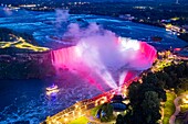 Canada, Ontario province, Niagara Falls, Illuminated Night Horseshoe Falls