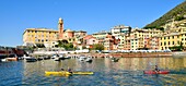 Italy, Liguria, Genoa, Nervi, the port of the village of Nervi, Lo Scalo canoe kayak school