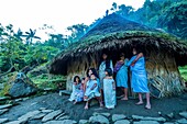 Colombia, Sierra Nevada de Santa Marta, Tayrona Park, trek of the Lost City, registered World Heritage by UNESCO, kogi family of the sanctuary's keeper