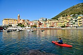 Italy, Liguria, Genoa, Nervi, the port of the village of Nervi, Lo Scalo canoe kayak school