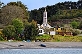 Chile,Region Los Lagos,Archipel von Chiloe,Insel Chelin,Iglesia Nuestra Senora del Rosario (Kirche Unserer Lieben Frau vom Rosenkranz),von der UNESCO als Weltkulturerbe eingetragen