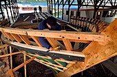 Chile, Los Lagos region, Chiloé Island, Castro distict, Nercon, shipyard, the boat builder George Pacheco