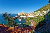 Italien,Ligurien,Genua,Nervi,der Hafen des Dorfes Nervi,die Küstenpromenade,die Passeggiata Anita Garibaldi