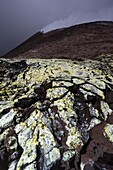 Italy, Sicily, Mount Etna Regional Nature Park, Mount Etna, UNESCO World Heritage Site, North Slope, near the summit of the sulfur deposits