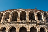 Italy, Veneto, Verona, listed as World Heritage by UNESCO, the Arena of Verona on Bra Square, ancient Roman amphitheater built in 30 after J-C