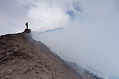 Italy, Sicily, Mount Etna Regional Nature Park, Mount Etna, UNESCO World Heritage Site, North Slope, on the edge of the summit crater