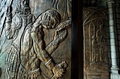 Ecuador, Quito, Basilica of the National Vow, from 19th century, of neo-gothic style, bronze doors, evangelization of natives