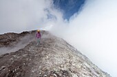 Italy, Sicily, Mount Etna Regional Nature Park, Mount Etna, UNESCO World Heritage Site, North Slope, on the edge of the summit crater